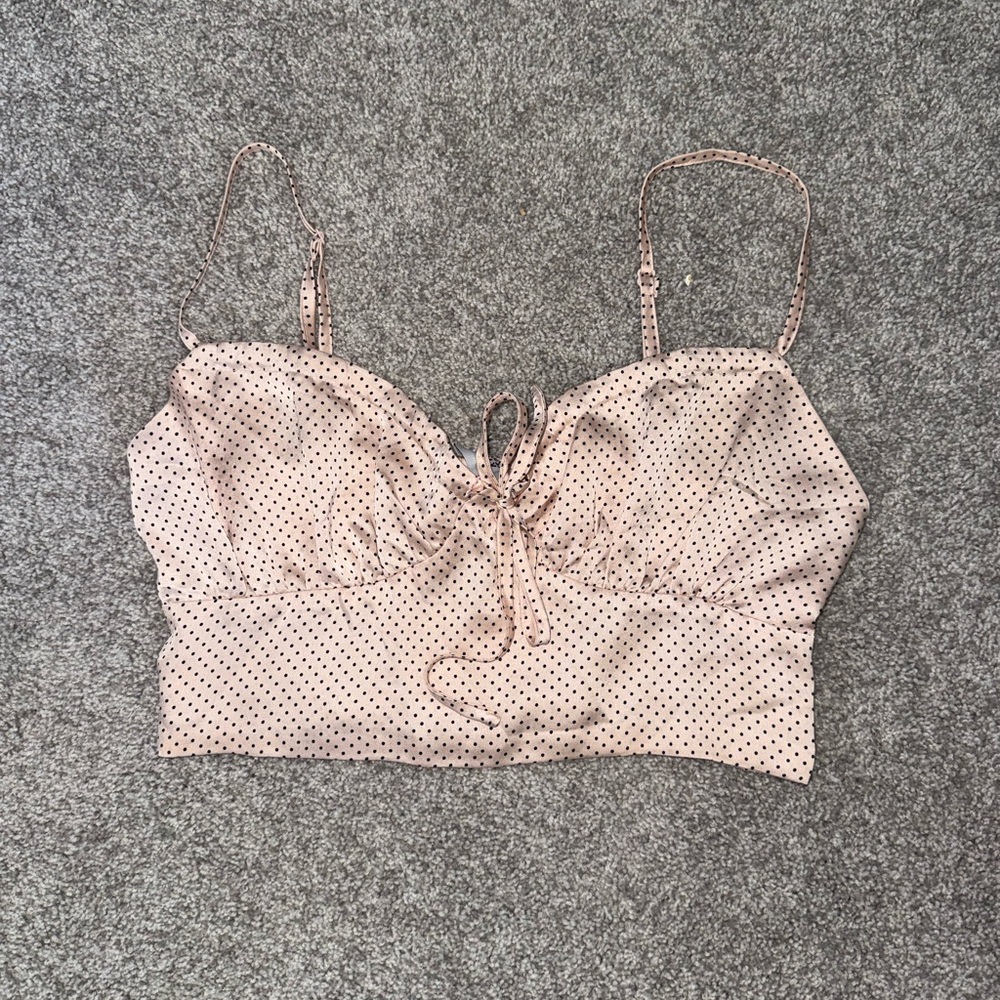 Princess Polly Pink Polka Dot Crop Top